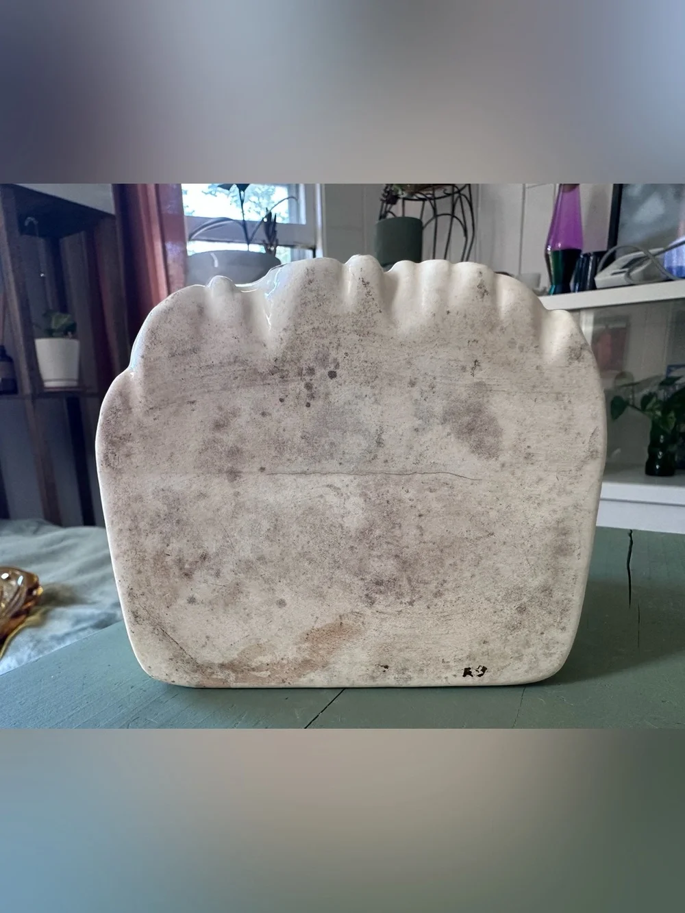 Vintage Ceramic Victorian-Couple Planter with Gold Accents